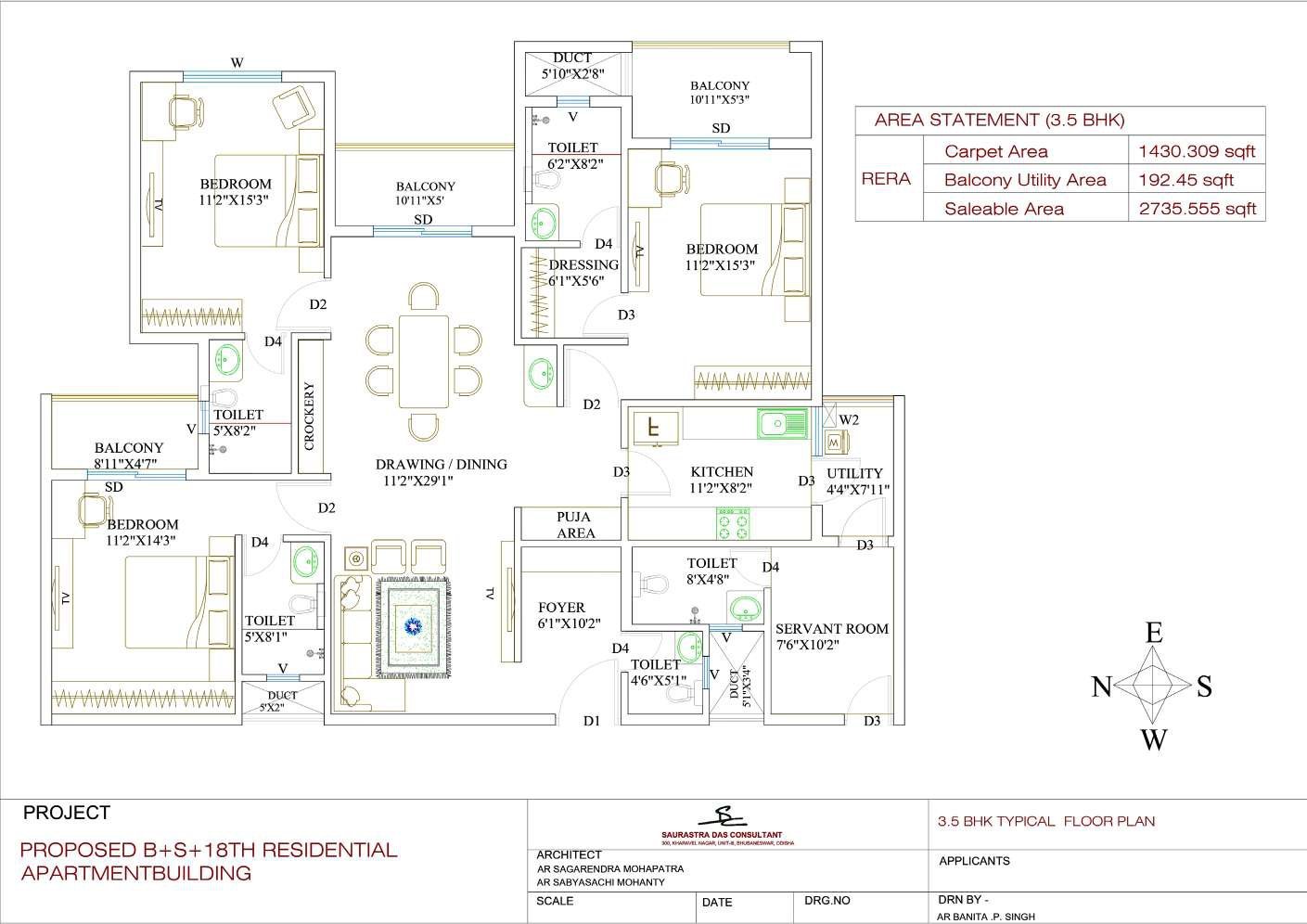 3.5 BHK floor plan
