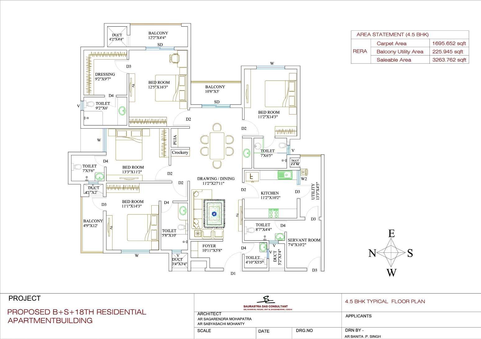 4.5 BHK floor plan