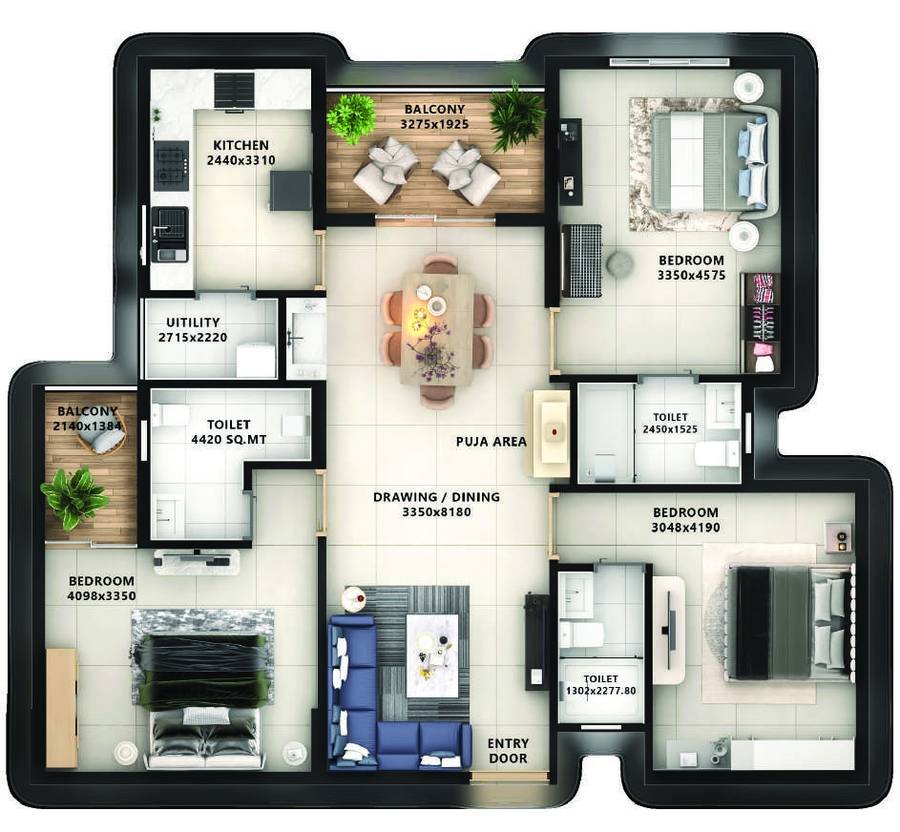 3.5 BHK floor plan