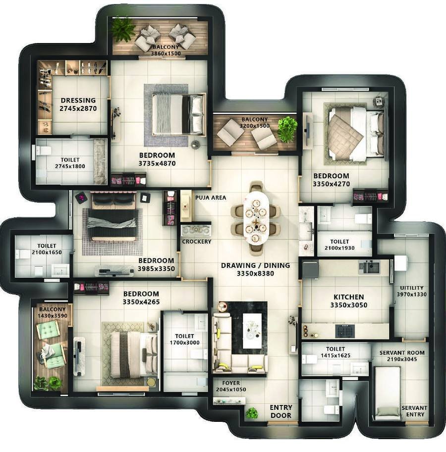 4.5 BHK floor plan